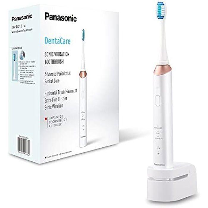 Panasonic - Brosse à Dents Électrique EW-DC12-W503 | Ultrasonique, 90 min Autonomie, 3 Modes - Blanc et Doré