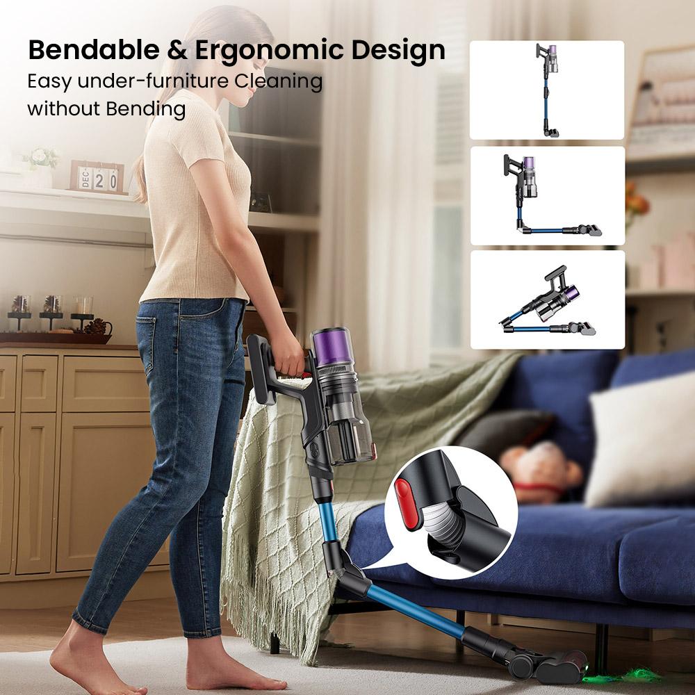 Proscenic P16 Cordless Stick Vacuum Cleaner, 50kPa Suction, 55mins Runtime, 180° Bendable Wand