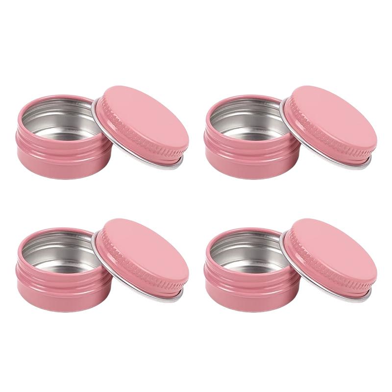 4Pcs Aluminum Tin Jar, Leak Mini Proof Refillable Bottle Salve Tin, Screw Lid Metal Tins Containers for Spice Powder Candies
