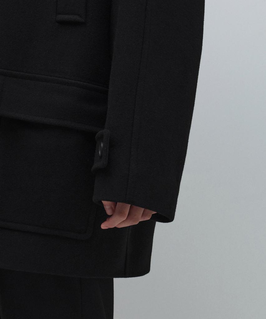 Musinsa Standard Wool Blend Oversized Muff Pocket Half Balmacaan Coat [Black]
