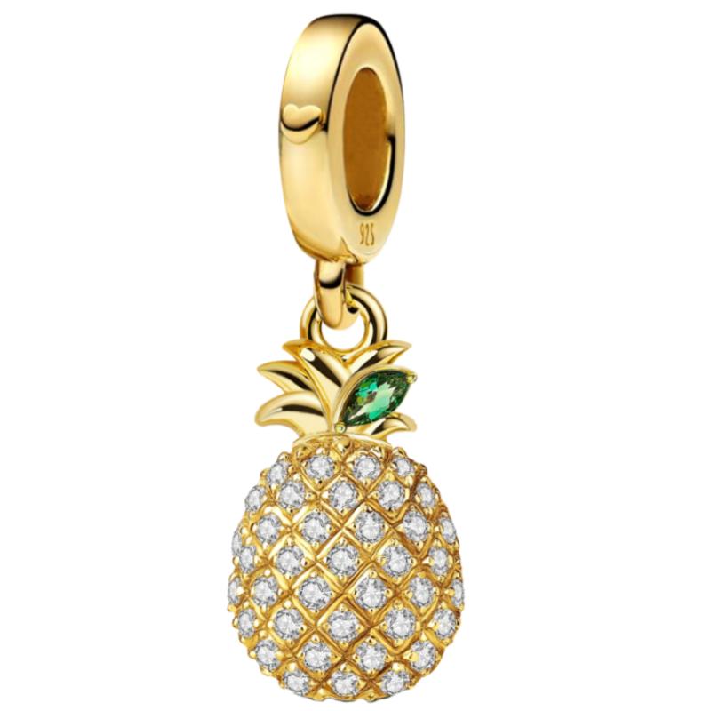 Copper Pink Cake Cherry Pineapple Strawberry Cherry Pendant Charm Ball Suitable For Bracelets Diy Women'S Jewelry