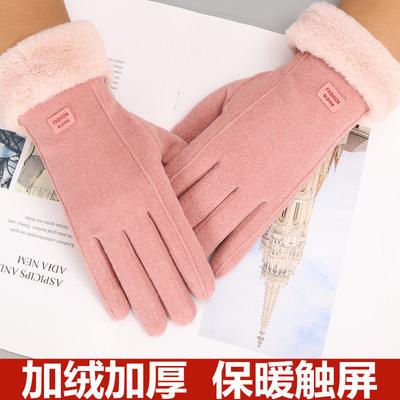 Handschuhe Winter Fleece Verdickt Warm Niedlich Wildleder Radfahren Kalt Radfahren Winddicht Touchscreen Winter
