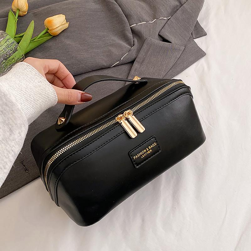 

Модная контрастная по цвету портативная косметичка женская новая популярная кожаная фактурная сумка для хранения нишевая высококачественная универсальная сумка