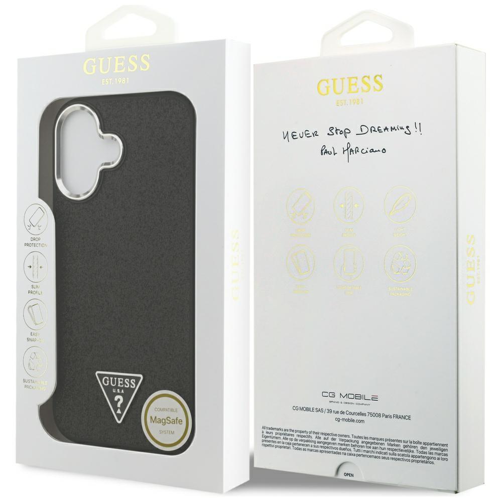 Guess Glitter Triangle Logo MagSafe Case for iPhone 17 Black