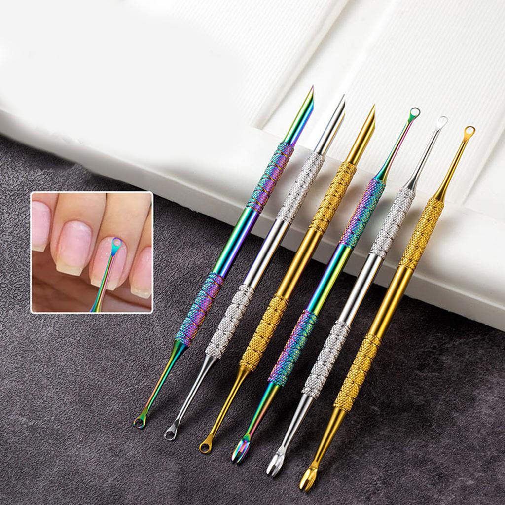 Nagelhautschieber Nagelhautentferner Nagelhauttrimmer Kreisförmiger Nagelreiniger Doppelseitige Metall-Maniküre-Pediküre-Werkzeuge