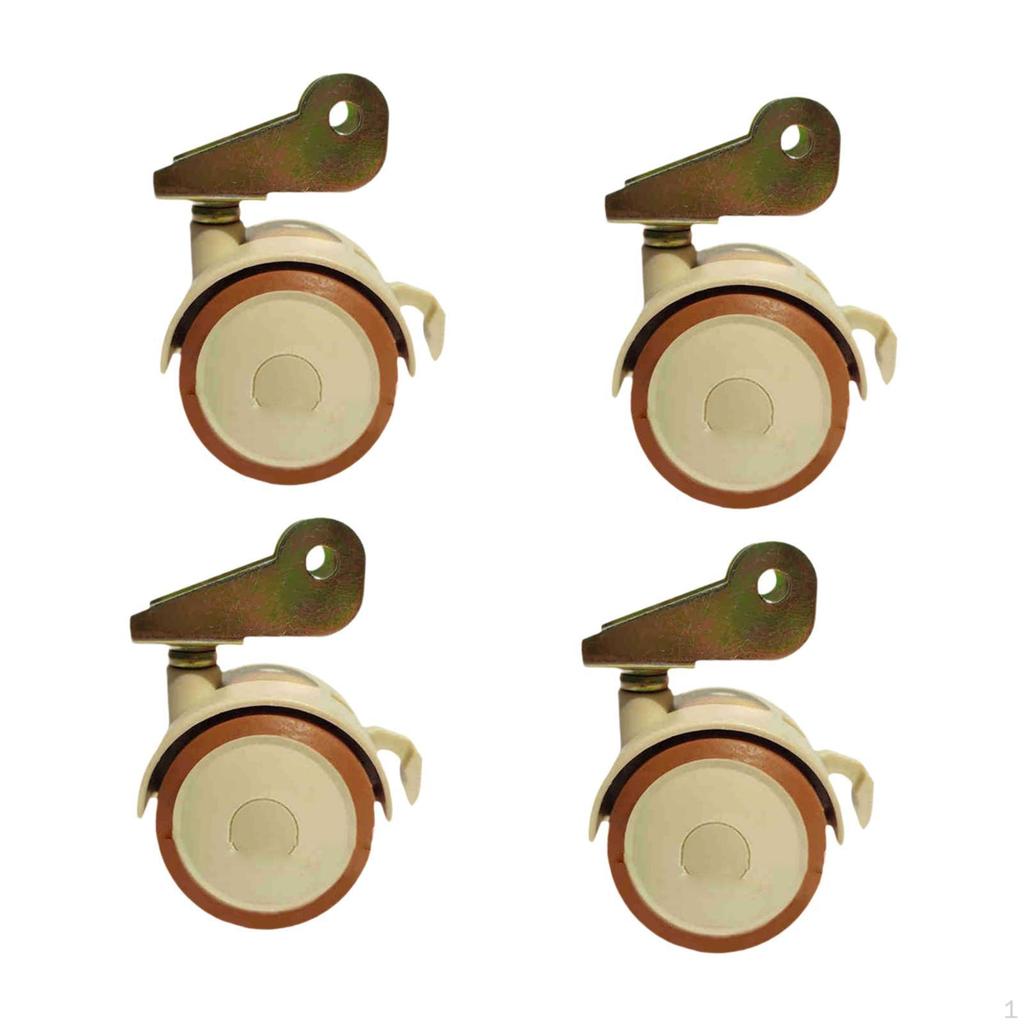 4 Pieces U Bracket Swivel Caster Wheel with Brake Mute Moving for Furniture