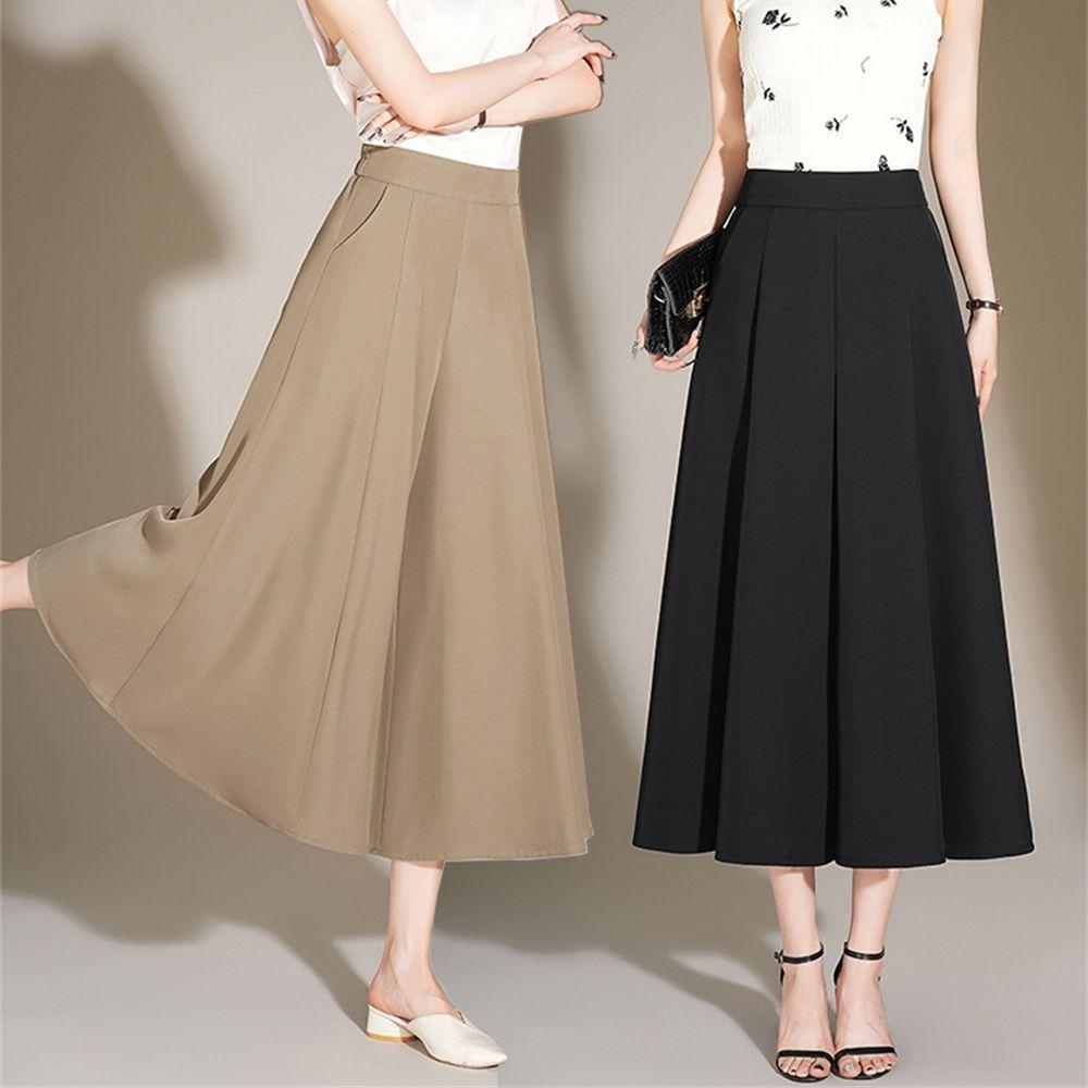 2026 Women's High-Waisted Ice Silk Wide-Leg Skort Pants - Casual Loose Nine-Point Skirt Pants