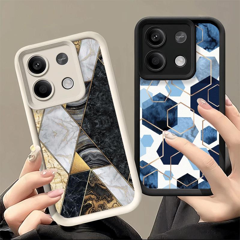 Geometric Marble Pattern Soft Phone Case for Xiaomi Poco X7 X6 X5 Pro X4 Gt X3 F7 Ultra M8 M7 Redmi 15C 15 14C 13 13C 12 12C 10