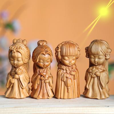 Miniaturní řezba do dřeva Roztomilá Postavy Čtyř velkých krásek starověku Ozdoba Stolní řemesla Domácí dekorace vtipné dárky