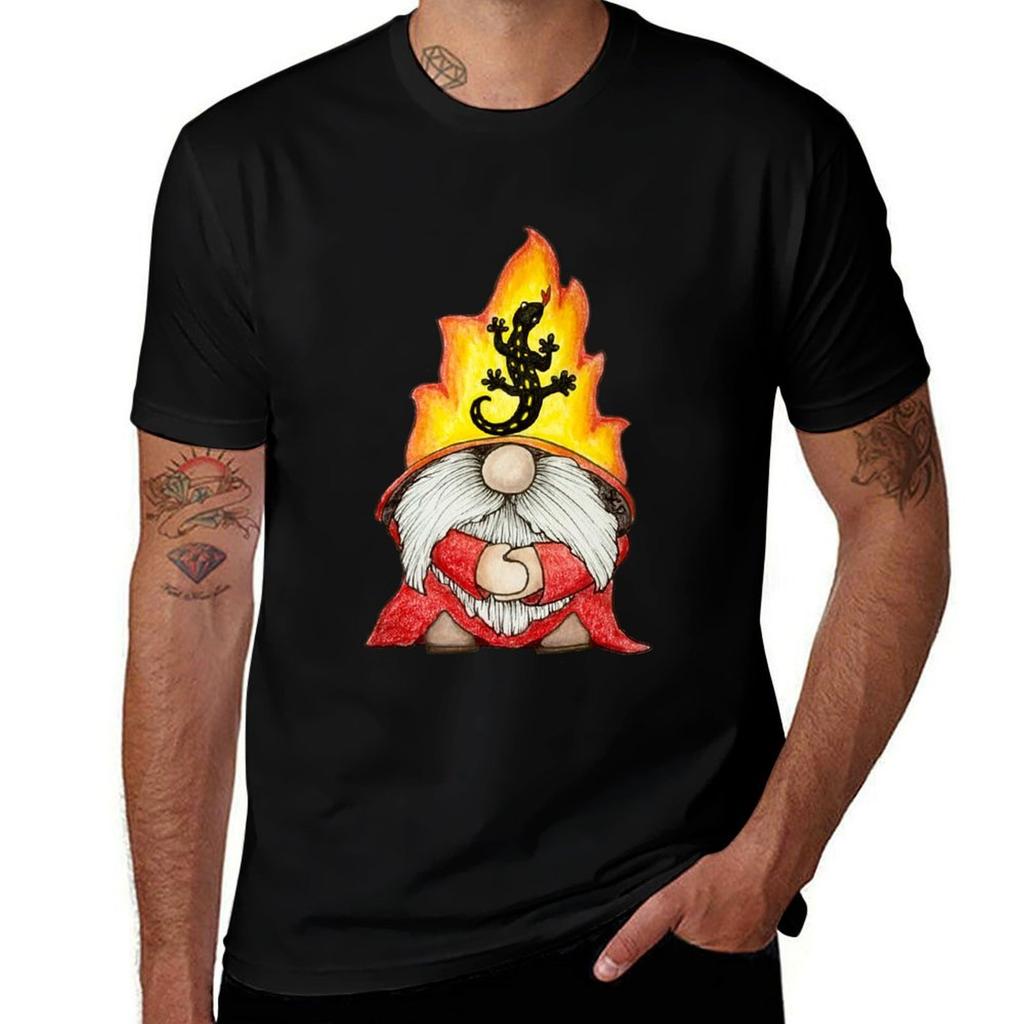 Gnome In a Salamander Hat TShirt Trendy Pattern TShirt for Men