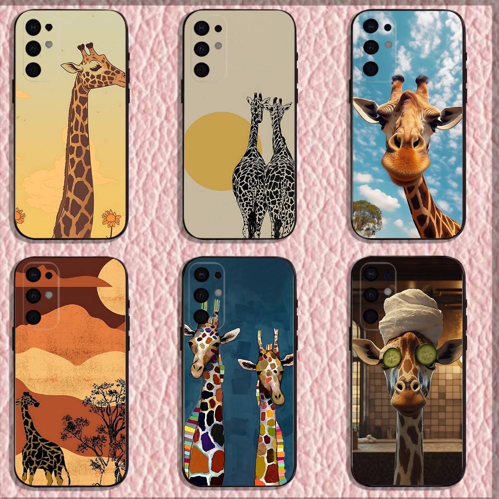 Giraffes Cute Animal Phone Case For Samsung S25,S24,S21,S22,S23,S30,Ultra,S20,Plus,Fe,Lite,Note,10,9,5G Black Cover