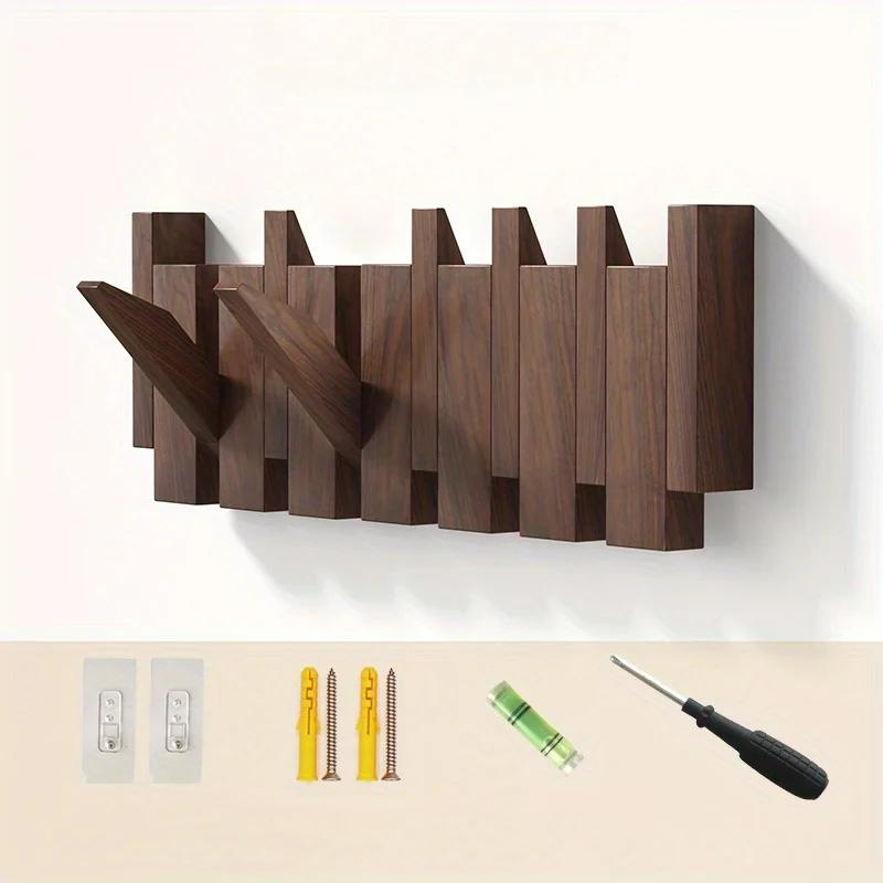Wooden Coat Hanger No Drill Wall Hook Piano Key Design Clothes Rack for Dressing Room