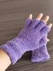 1Pair Half Finger Fingerless Gloves Men's and Women's Winter Warm Solid Color Knitted Half-finger Velvet Plush Outdoor Mittens