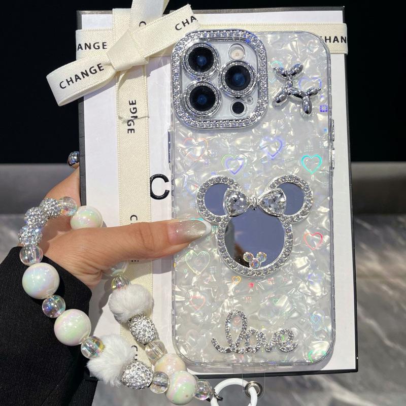 Glitter Shell Rhinestone Mirror Case for iPhone 17 Pro Max/Apple 14/15