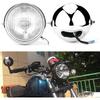 5.75in 35W 12V Universal Motorcycle LED Headlight Metal Shell Glass Lens Retro White Lens Headlamp Front Headlight for GN125 Silver Shell