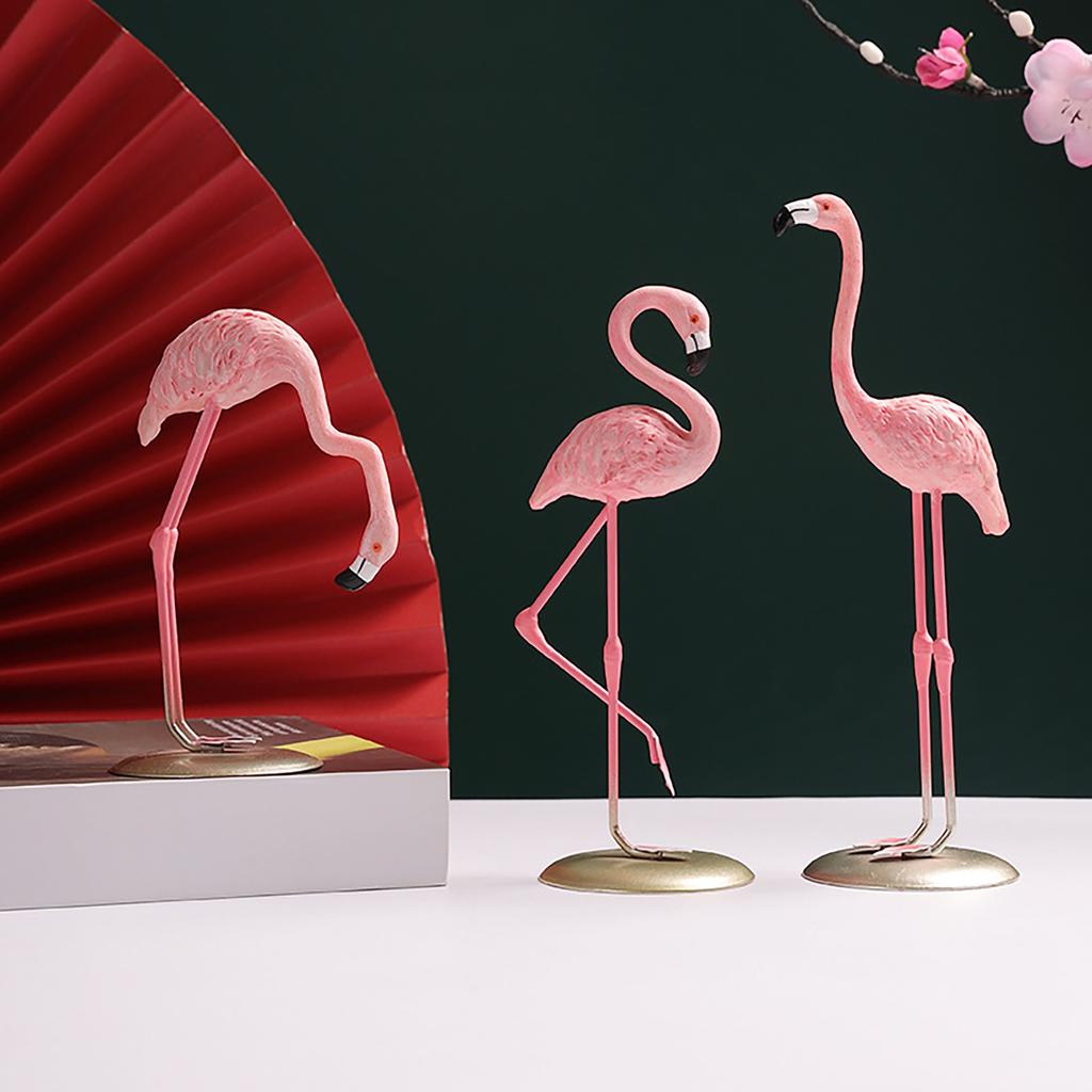 Colorful Flamingo Statue Resilient Resin Desktop Ornament for Contemporary Living Spaces
