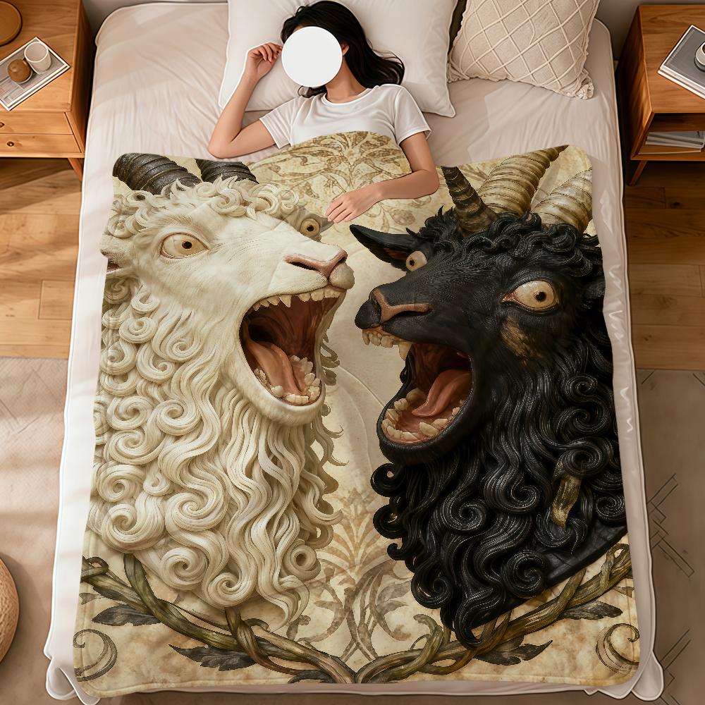 Alternative Gothic Spooky Goat Face art soft warm plush blanket dormitory sofa living room hogar bedroom gift nap home Flannel