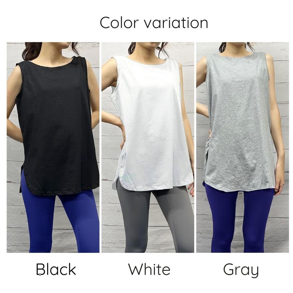 VeroMan Sleeveless Yoga Long Plus Loose Women's Top, Flattering, Length, Sizes, Fit, ppi-nsc022 (White, M)