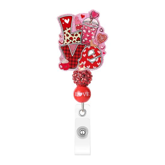 

Зроби сам бісерний тримач для бейджа, кліпса для бейджа до Дня святого Валентина, регульований висувний шнурок для ключів, ID-картки, креативний подарунок для пар, друзів