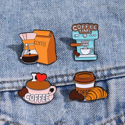 Coffee Series Brooch, Cute, Japanese, Cartoon, Metal Badge, Bag, Clothing, Decorative Pin, Accessory