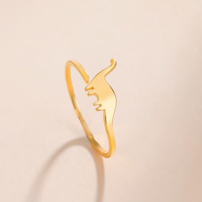 Teamer Cute Dinosaur Stainless Steel Ring Women Minimalist Open Adjustable Finger Ring Fashion Jewelry Birthday Gifts Wholesale