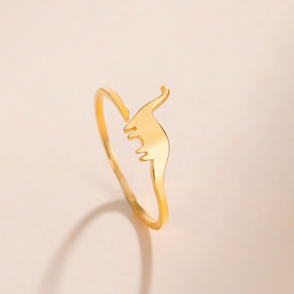 Teamer Cute Dinosaur Stainless Steel Ring Women Minimalist Open Adjustable Finger Ring Fashion Jewelry Birthday Gifts Wholesale