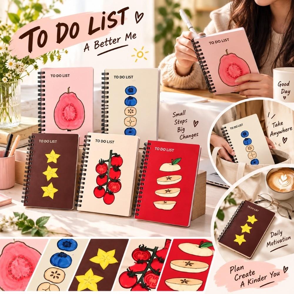 Spiral Bound Journal Notebook Portable Habit Tracker Journal  Student Planning Daily Task