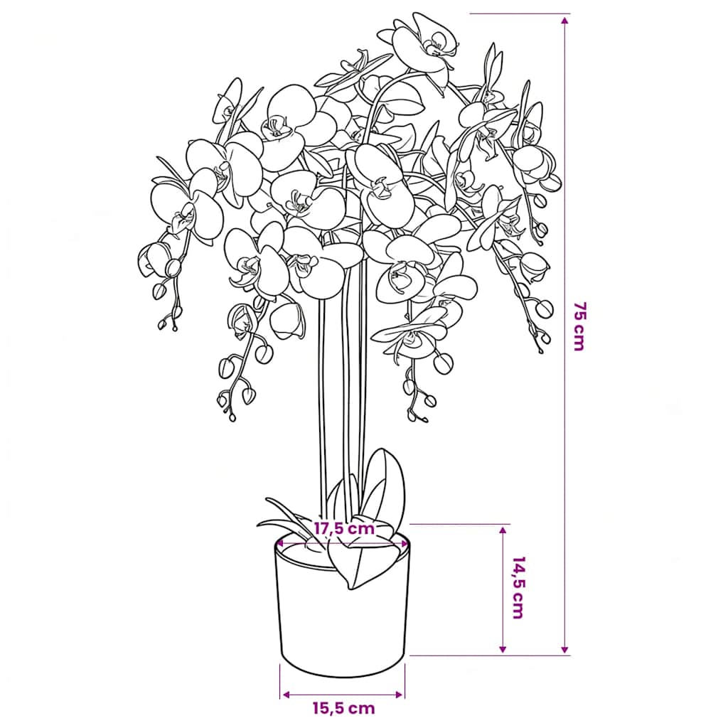 vidaXL Künstliche Orchidee mit Topf 75 cm Weiß