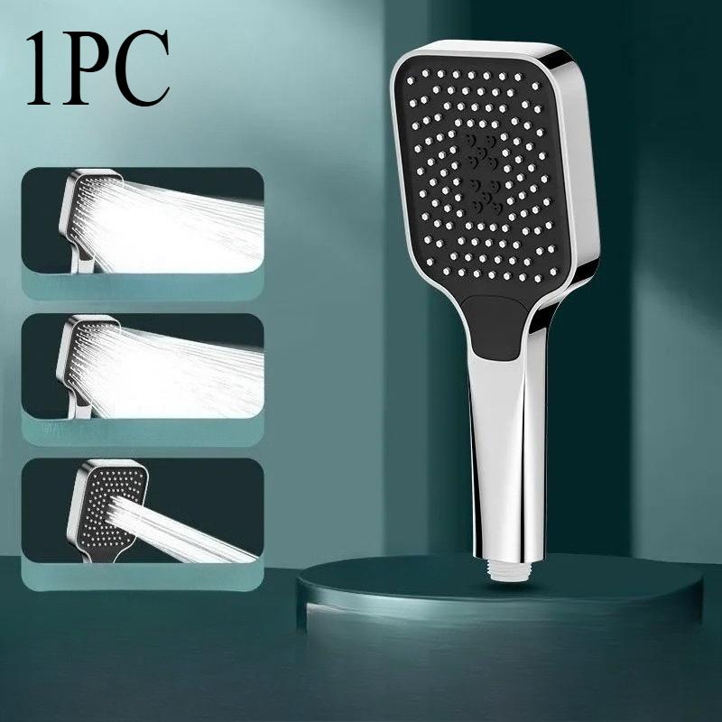 

1 шт. Большая площадь распыления для душа, серебристая лейка с 3 регулируемыми режимами, высококачественный водосберегающий душевой смеситель с высоким давлением белый