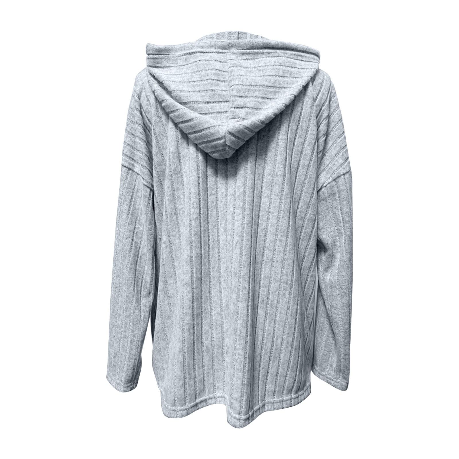 Женская мода зима новый однотонный длинный рукав толстовка женская с капюшоном на молнии — фото 4