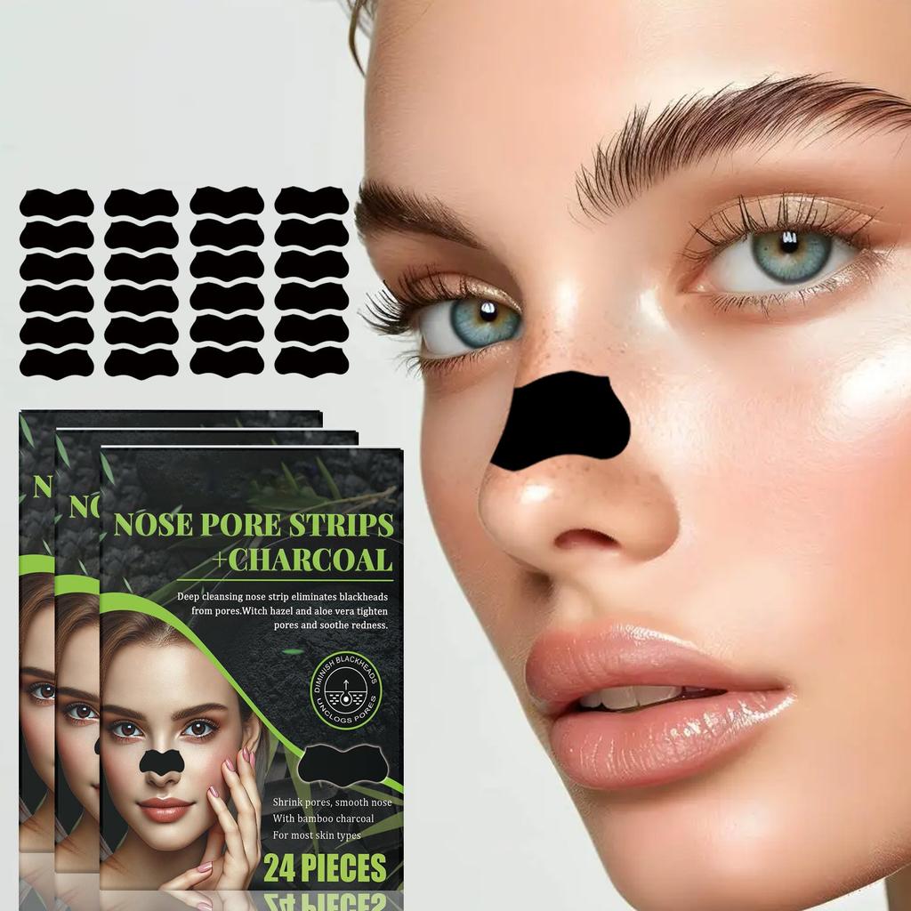 Blackhead Stripe Removal, Blackhead Patch Clean Pores Acne Blackhead Nose Strip, 24pcs/1box