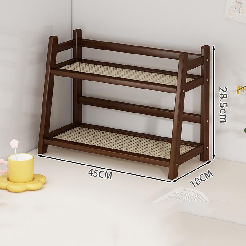 2 Layer Spice Caddy Shelf Bamboo Kitchen Storage Rack Desktop Cabinet Organizer Display Rack Coffee Bar Counter Shelf Cup Holder