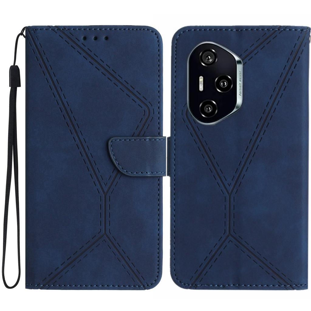 For Honor 400 Pro 5G (Global) Case Skin Touch Lines Imprinted PU Leather Flip Phone Cover