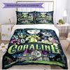 3pcs Duvet Cover Set (1*Duvet Cover + 2*Pillowcase, Without Core), Coraline Print Soft All‑Season Bedding Set, Home Bedroom Decor Gift