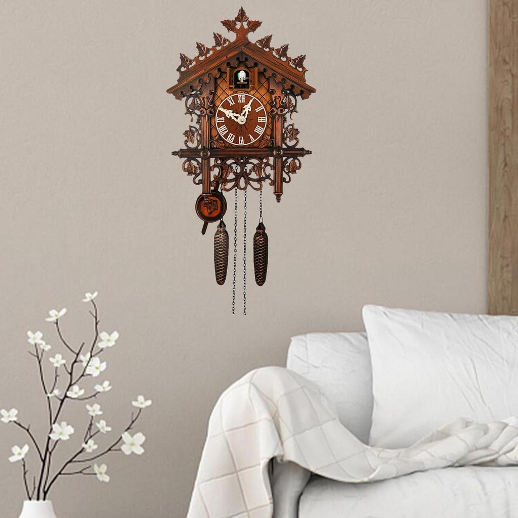 Cuckoo Clock Battery Powered Wall Clocks Handcrafted Decoration Windchime