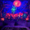 BVBOX Blacklight Halloween TapestryUV Reactive Glow In The Dark Black Light Trippy Tapestry Posters for Living Room, B