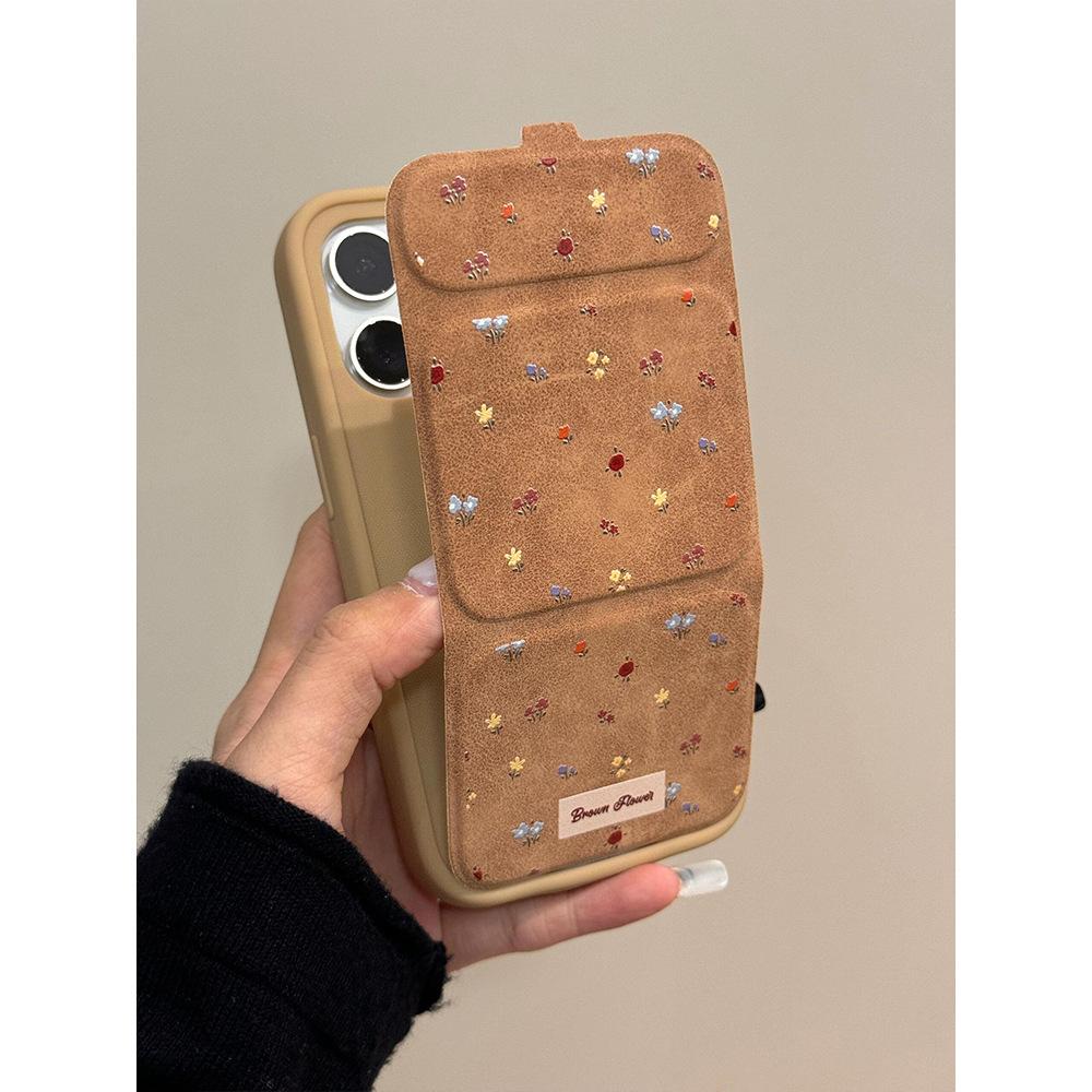 Full Screen Small Florals Suitable for IPhone15promax Mobile Phone Case Apple 16 Folding Bracket 14