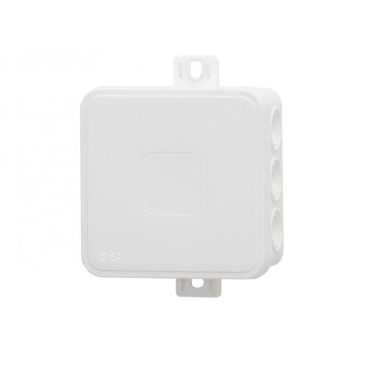 Hermetic box V5, thermoplastic 75x75x41 IP54, white - click, 12 knockouts F1.0261