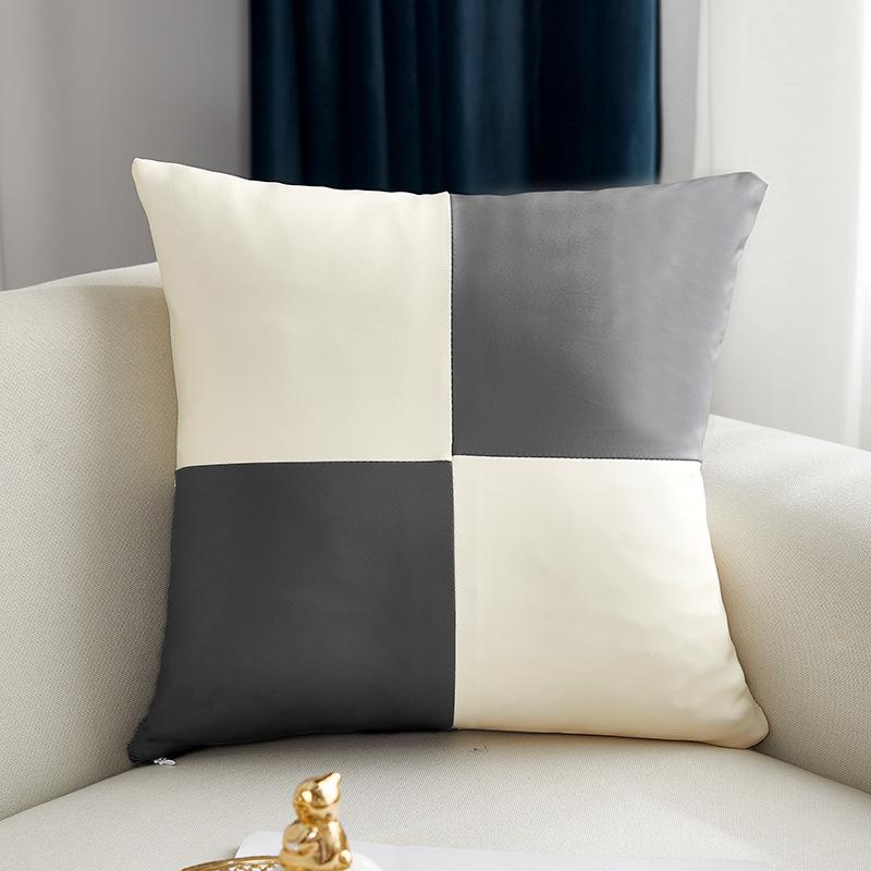 Pillow Cover 18x18 Inch Throw Faux Leather Pillow Covers, Square Modern Pillow Cases, PU Home Decorative Pillow Cushion Cover for Couch Sofa Chair Bed