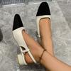 New Summer Women's Sandals Elegant Medium Heel Toe Mules Comfortable Office Women's Shoes Buckle Heels Dress Shoes