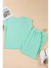2026 Summer Women's Casual Solid Color V-Neck Short Sleeve Two-Piece Set with Pockets