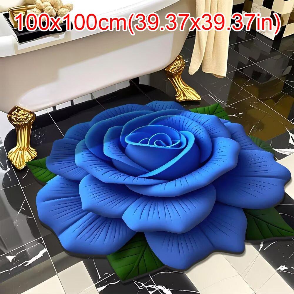 Special-shaped Peony Floor Mat Soft Door Gasket Durable Blanket  for Living Room Tea Table Bedside