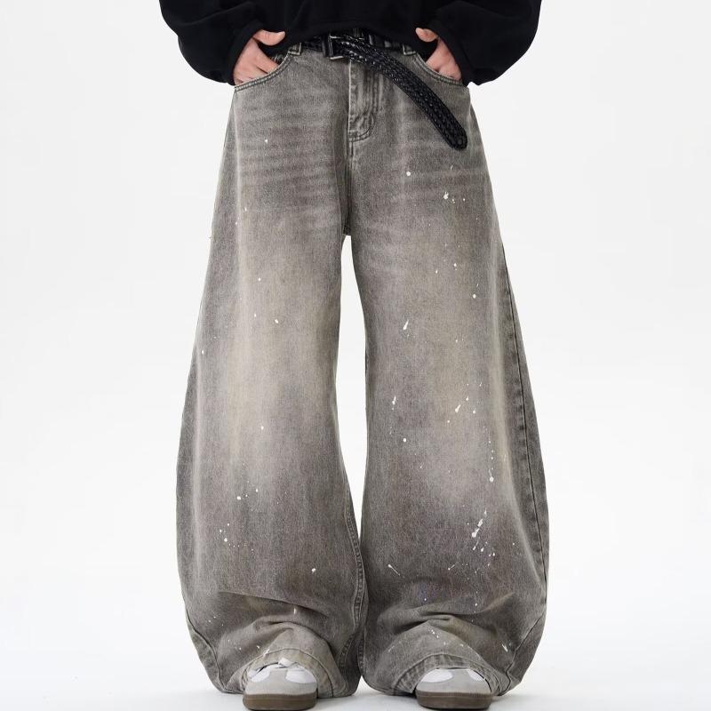 Blugi Largi Retro Distressed pentru Bărbați - Casual de Primăvară/Toamnă