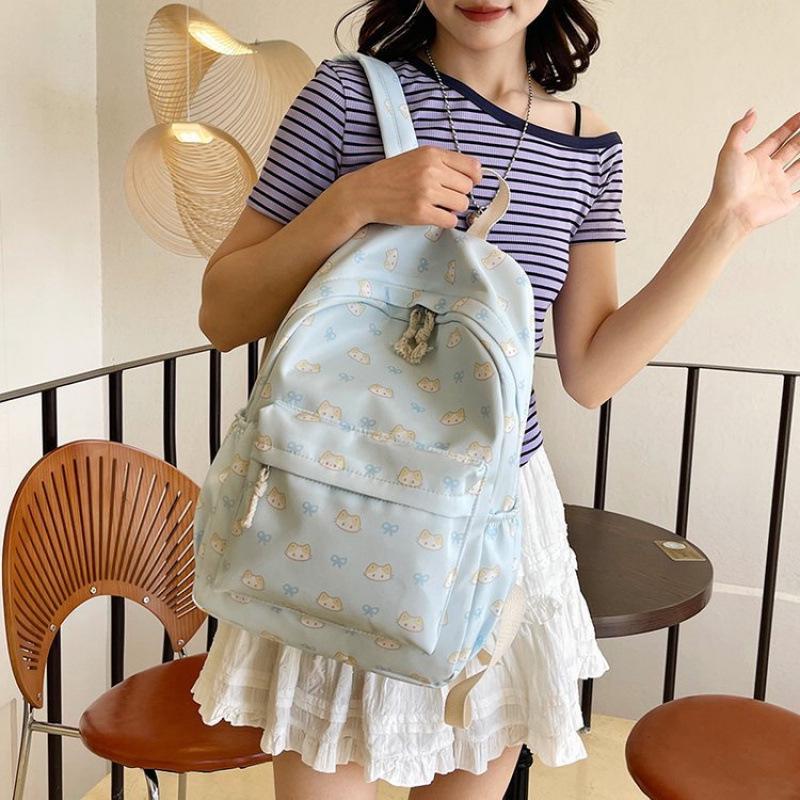 Charming Floral Bowknot Backpack for Students: Junior High, High School, and College