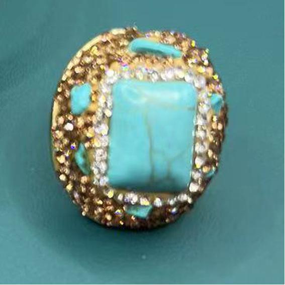 2026 Collana con Turchese Intarsiato Catena per Maglione Anello Aperto Orecchini a Gancio Bracciale Set da Quattro Pezzi