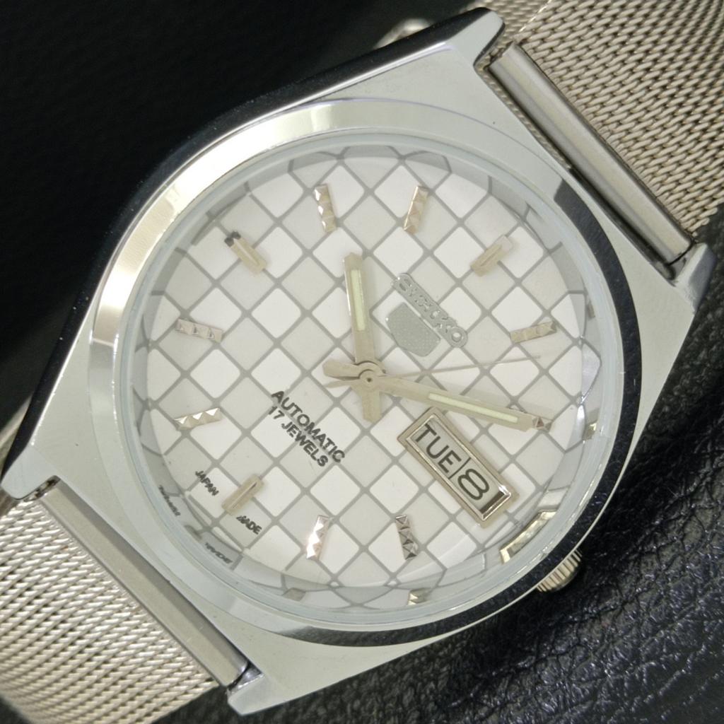 JAPAN SEIKO 5 AUTOMATIC MENS 6309A REFURBISHED WHITE COLOR DIAL WATCH A440269-4 Sk-a440269