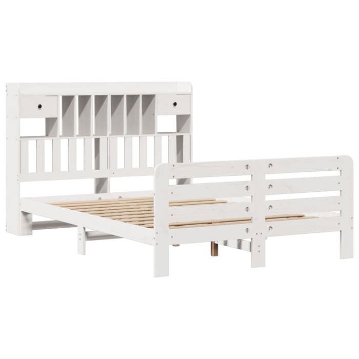VidaXL Lit bibliothèque sans matelas blanc 150x200 cm bois pin massif 3309966