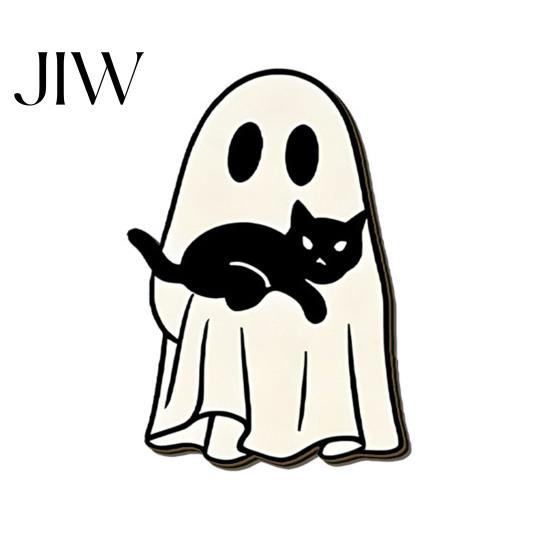 Funny Wall Mounted Hangers Halloween Ghost Cat Wooden Hanging Hook for Keys Hats, Decorative Black Entryway Organizer Hanger, Cute Home Living