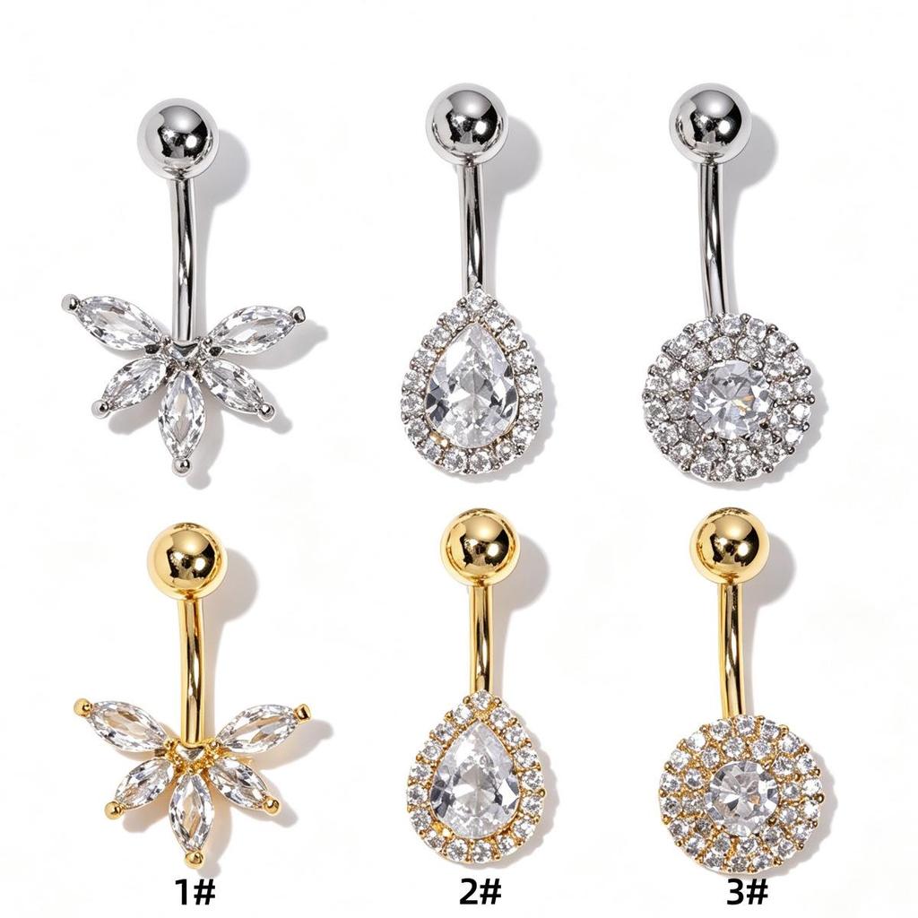 Fashionable Stainless Steel Zircon Belly Button Ring