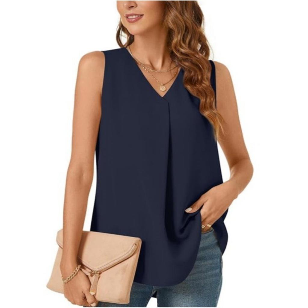 Summer Women's Loose Solid Color Chiffon Shirt Tank Top T-shirt Blouse